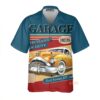 Men'S Retro Contrast Color Stitching Garage Car Hawaiian Shirt Vintage