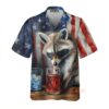 USA Flag Raccoon Chest Pocket Short Sleeve Hawaiian Shirt