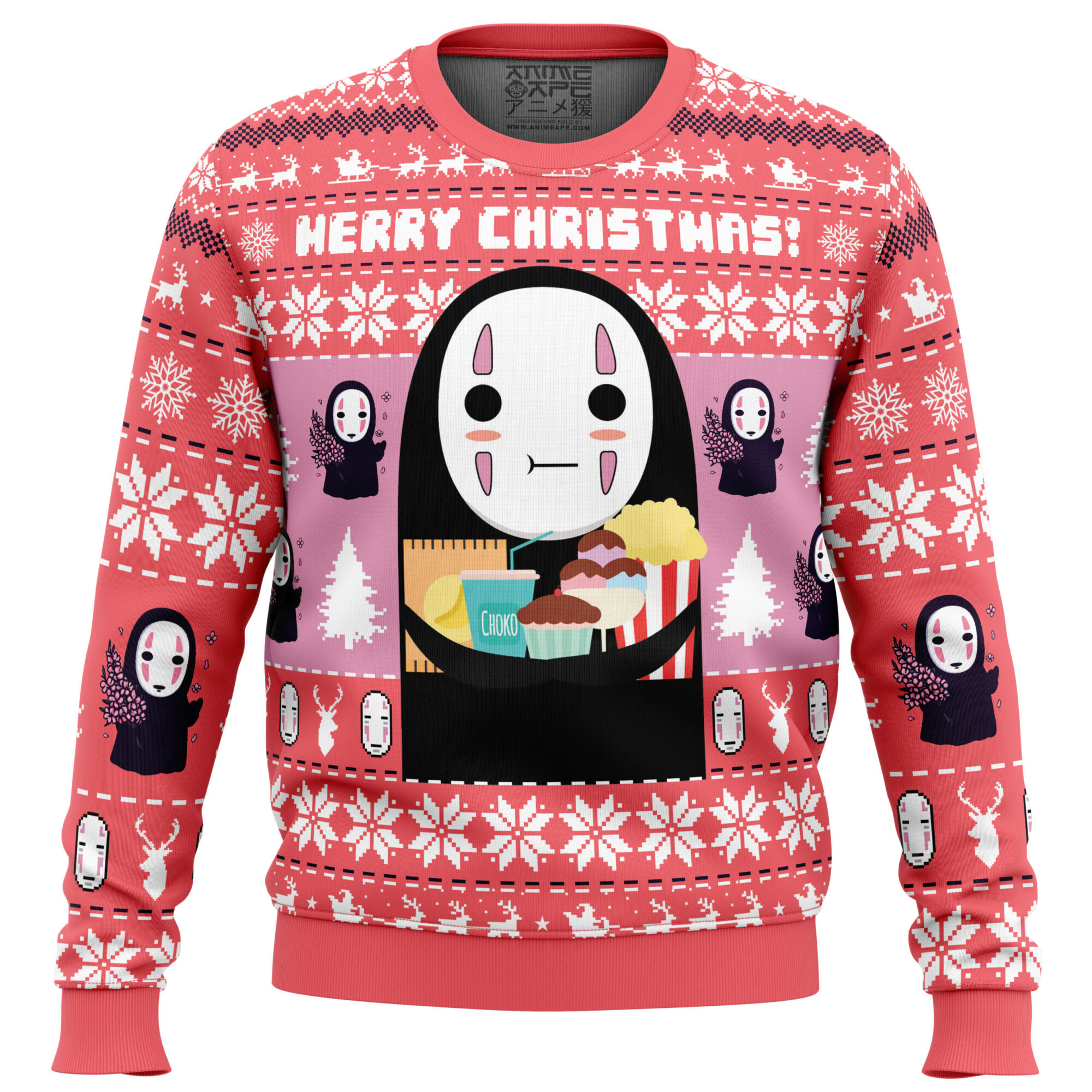 Merry Christmas No Face Spirited Away Ugly Christmas Sweater