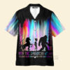 Rainbow Bigfoot Alien In To The Darkness We Go - Hawaiian Shirt