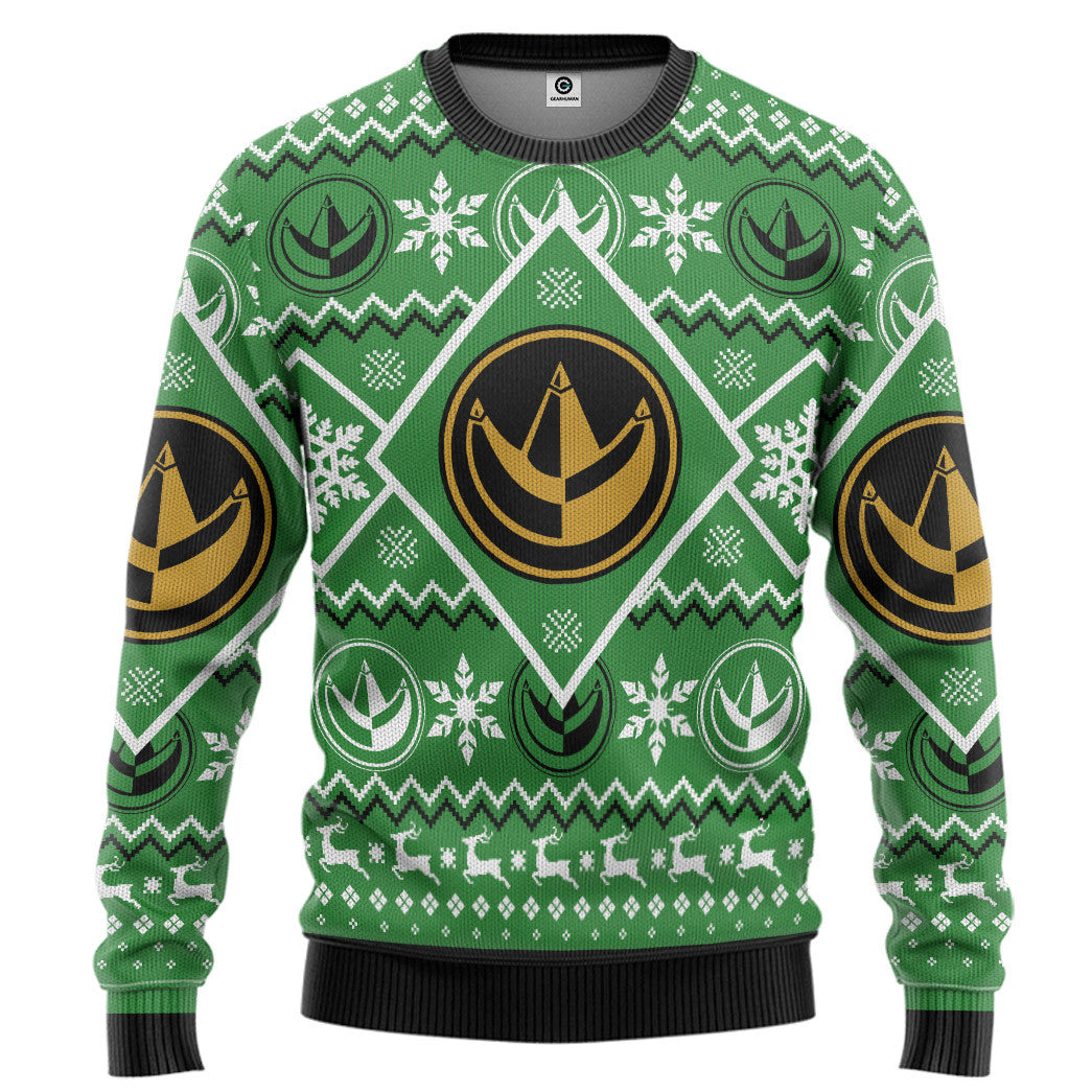 3D Mighty Morphin Green Power Ranger Custom Ugly Christmas Sweater