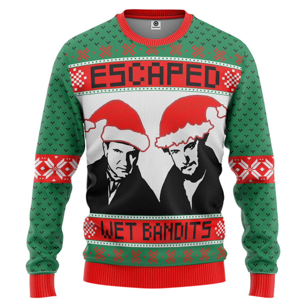 3D Home Alone Escaped Wet Bandits Custom Ugly Christmas Sweater