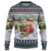 3D Golden Retriever Red Truck Christmas Custom Ugly Sweater