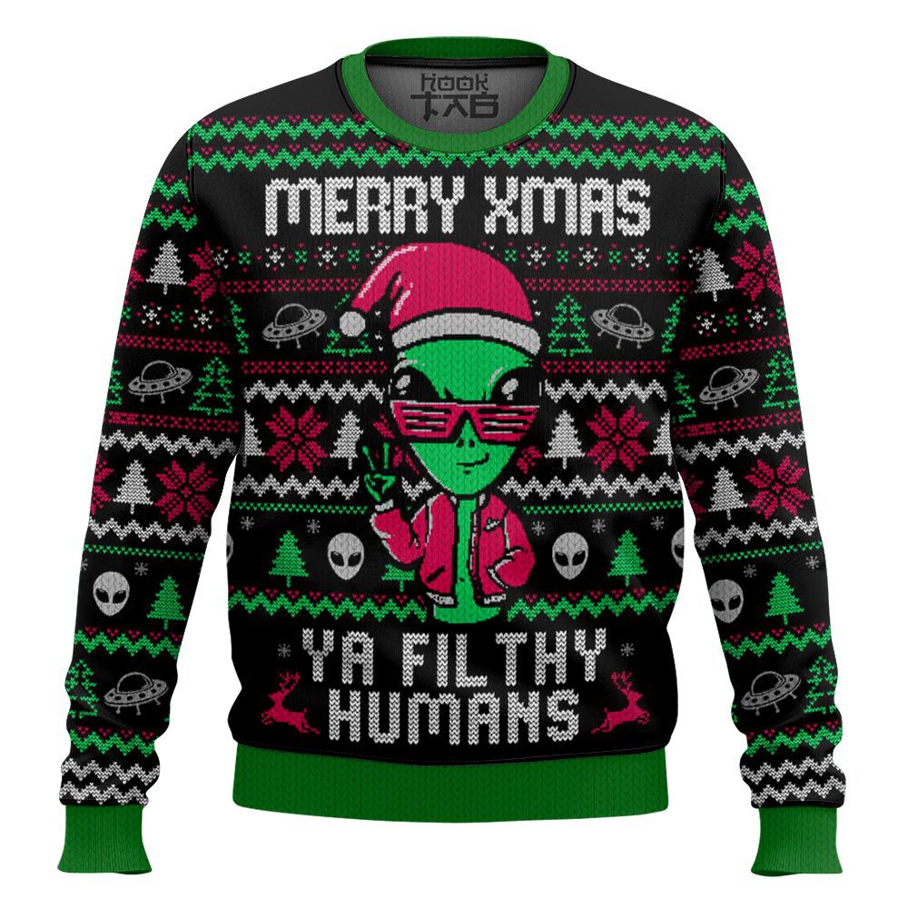 Alien Ya filthy Humans Christmas Ugly Sweater