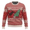 On The Naughty List And I Regret Nothing Cat Christmas Ugly Sweater