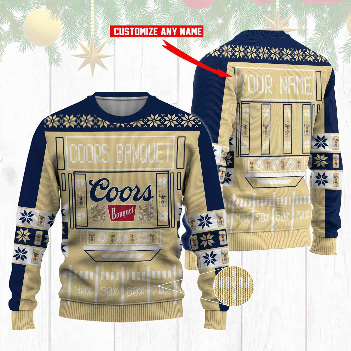 Personalized Coors Banquet Ugly Christmas Sweater