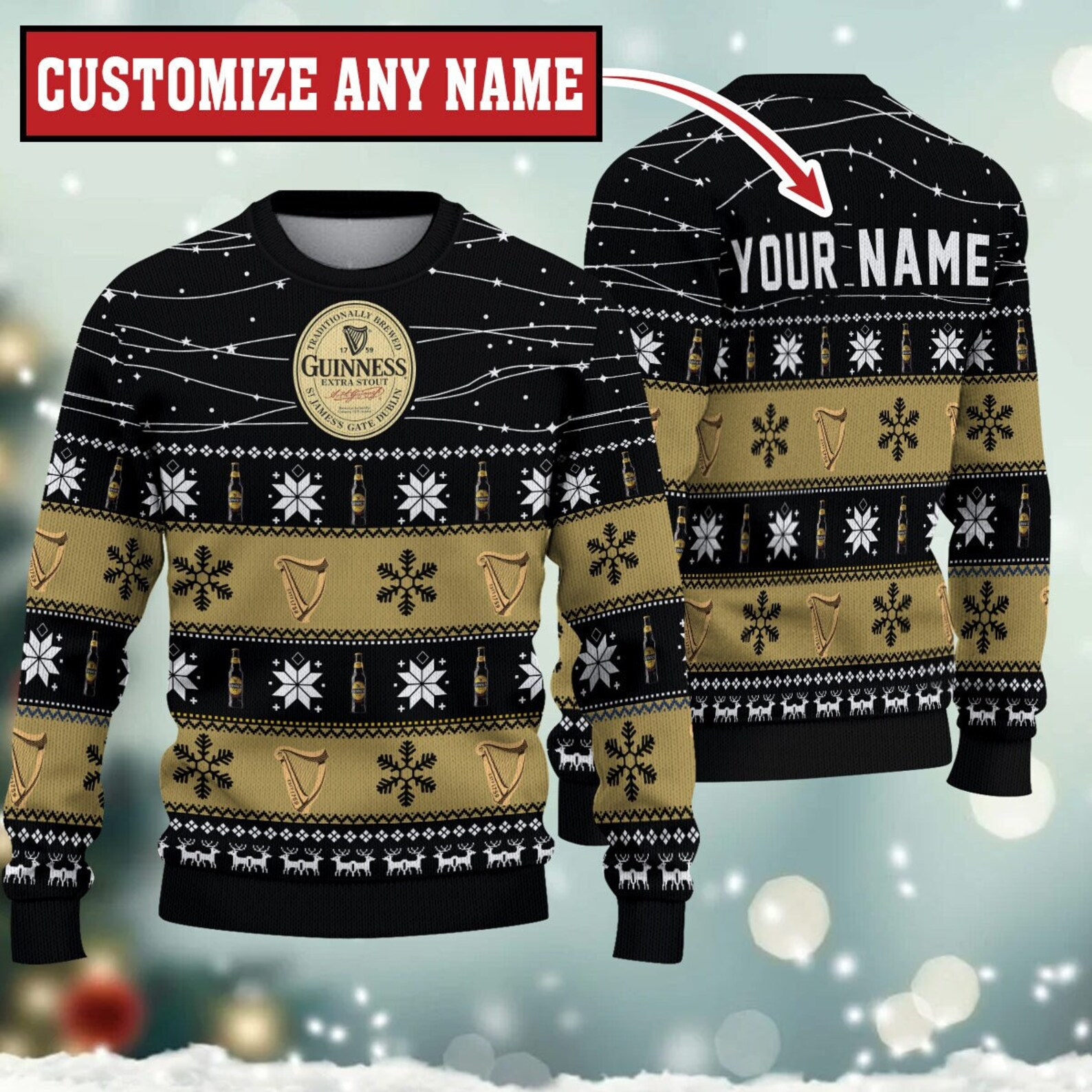 Personalized Guinness Beer Ugly Christmas Sweater – The Perfect Holiday Gift