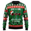 Just A Girl Love Wine Womens Ugly Christmas Sweater