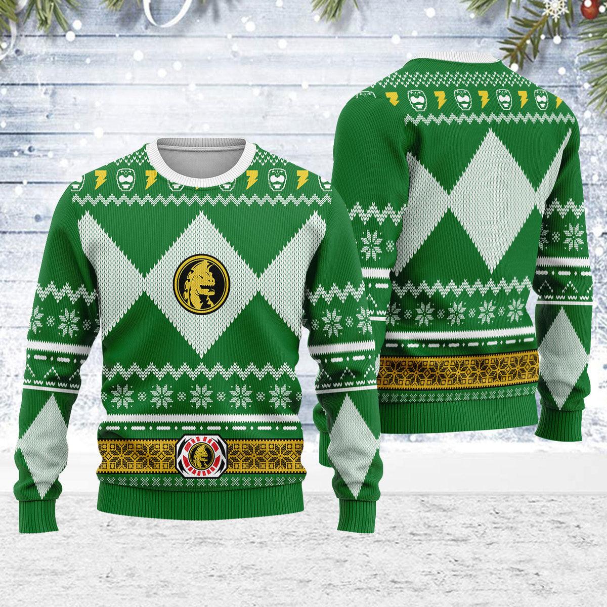 Merry Christmas Unisex Christmas Sweater Green Power Ranger 3D Apparel