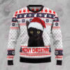 Meowy Christmas Cat With Santa Hat Ugly Christmas Sweater